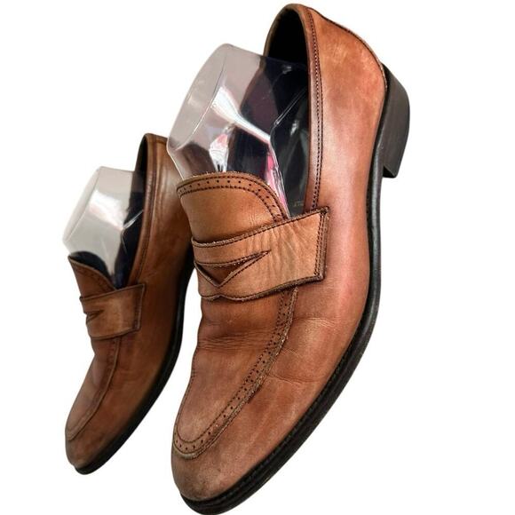 Johnston & Murphy Men’s Brown Leather Penny Loafer Slip-On Shoes Sz. 9 - Picture 4 of 14